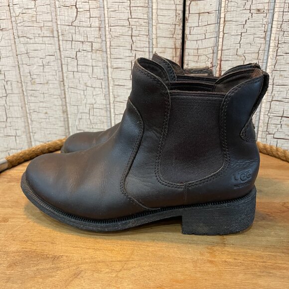 UGG Bonham III waterproof leather Chelsea boots Brown Women's 7 - Picture 2 of 7